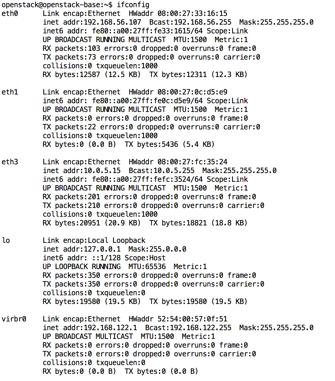 ifconfig command output