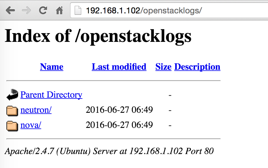 OpenStack Controller Logs using Web Browser